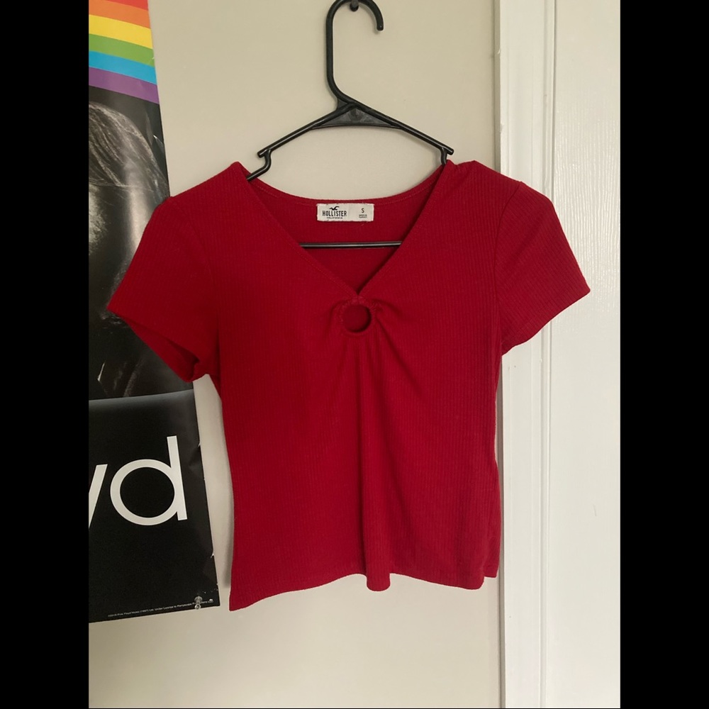 red ribbed top